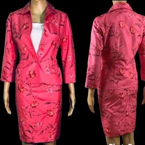 Dana buchman pink silk jacket &skirt sz 2,size 4